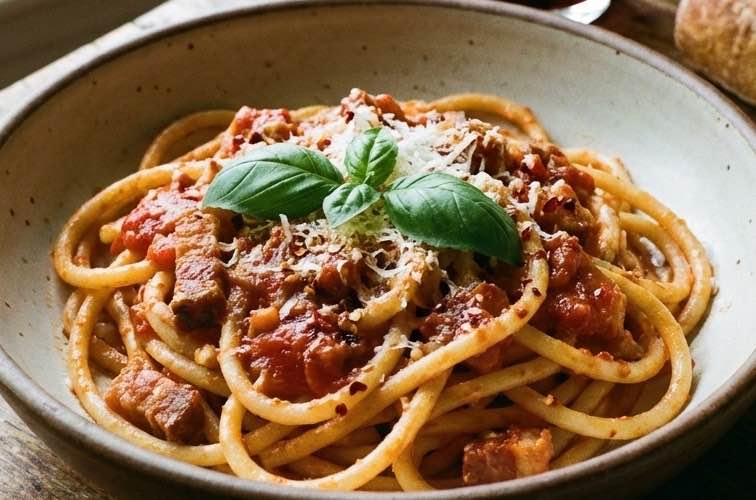 Bucatini all’Amatriciana Pastagericht aus Latium
