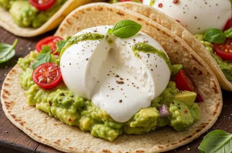 Burrata Tacos mexikanisches Gericht mit italienischen Einflüssen