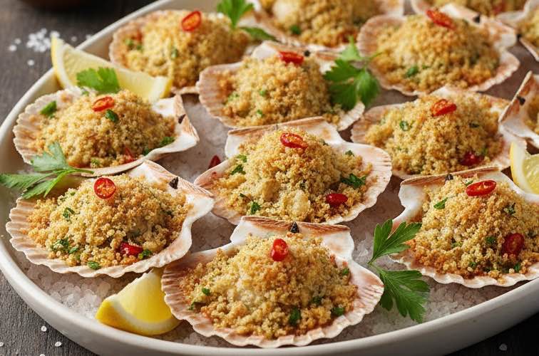 Capesante gratinate elegantes Antipastigericht