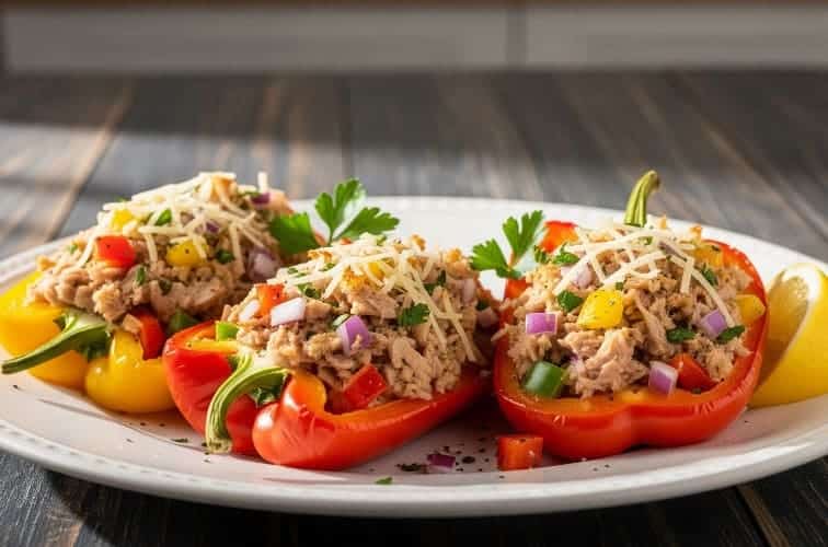 Gefüllte Paprika mit Thunfisch selbstgemachtes Gericht