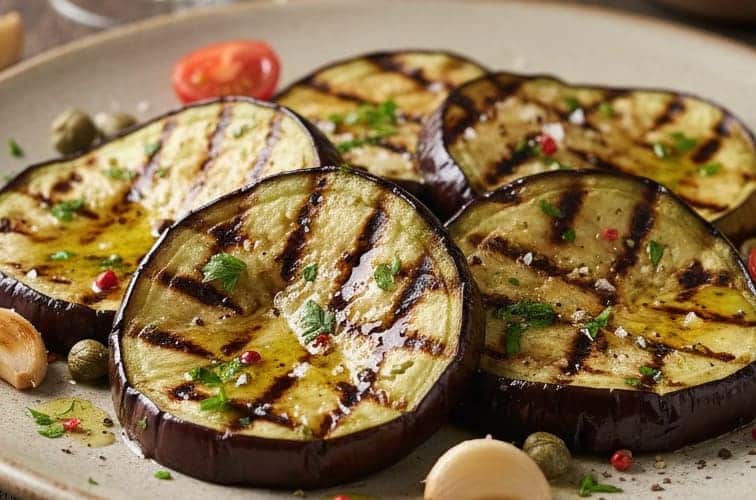 Gegrillte Aubergine klassisches, mediterranes Gericht