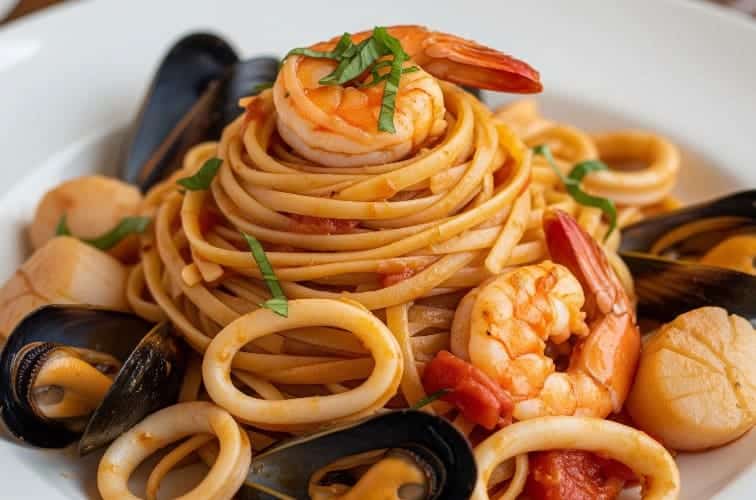 Linguine mit Meeresfrüchten italienischer Klassiker