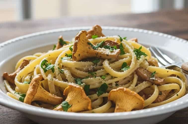Linguine mit Pfifferlingen ein norditalienscher Klassiker