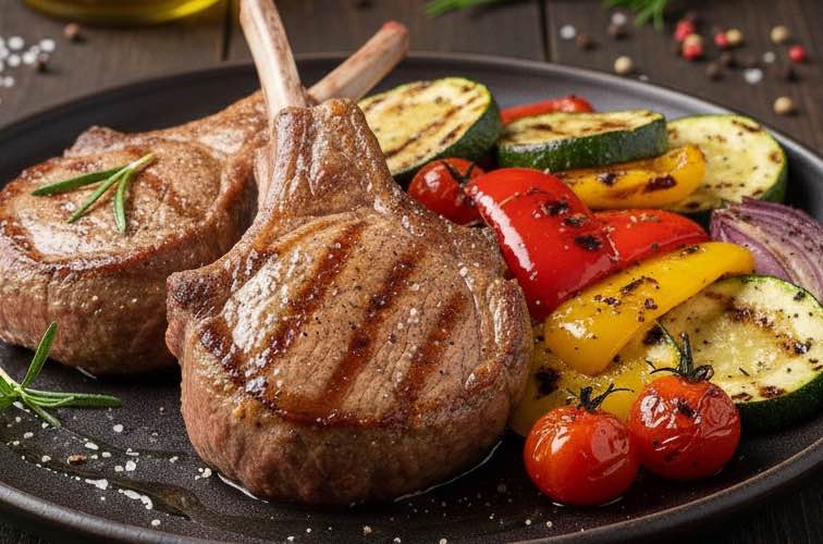Nodino di Vitello mit geröstetem Gemüse