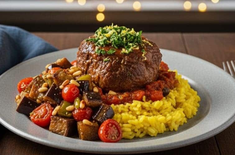 Ossobuco vom Rind auf sizilianische Art mit Gemüsebeilage
