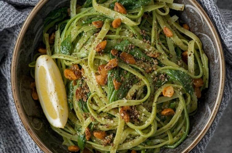 Pasta agli Spinaci als Variante mit Nüssen