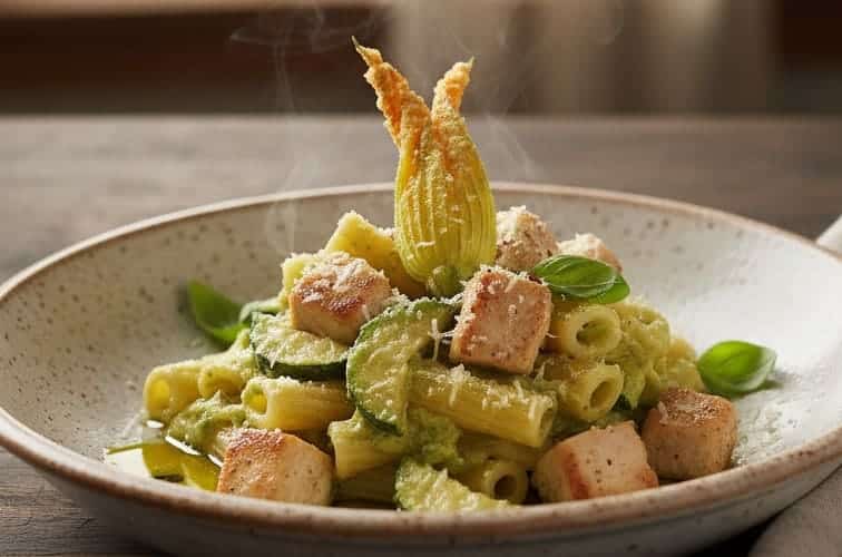 Pasta mit Hähnchen besonders lecker angerichtet