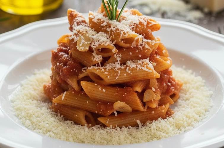Penne alla Senese besonders angerichtet