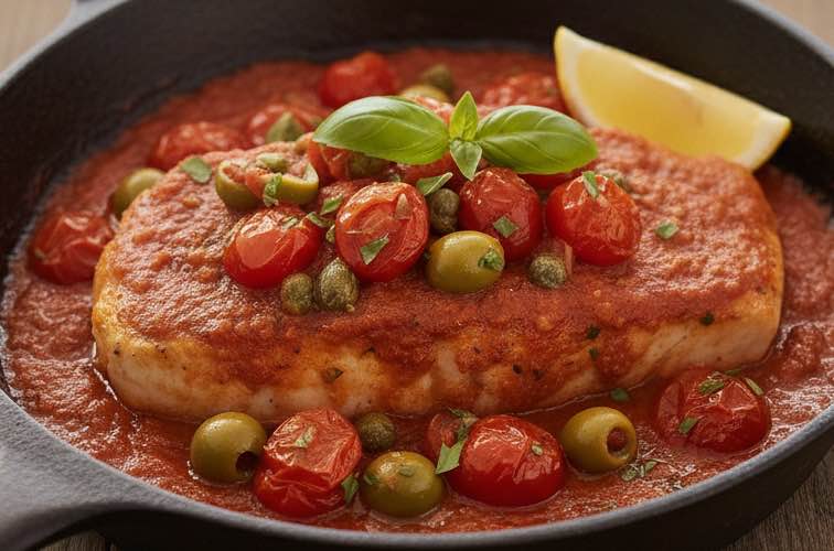 Pesce Spada alla siciliana ein leckeres Schwertfischgericht