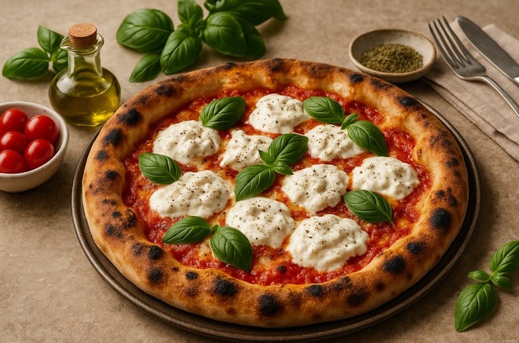 Pizza-Stracciatella-mit-Olivenoel-Napoli-Stil