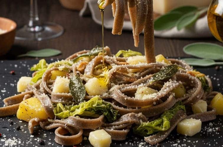 Pizzoccheri della Valtellina besonders angerichtet