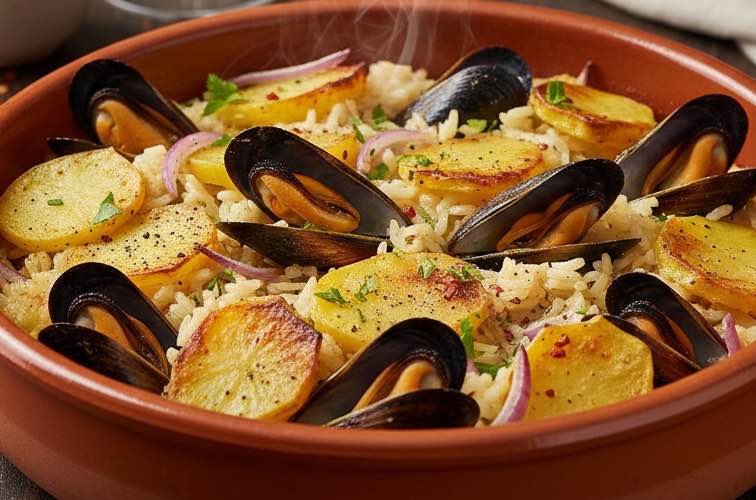 Riso con Cozze e Patate ein traditionelles Gericht