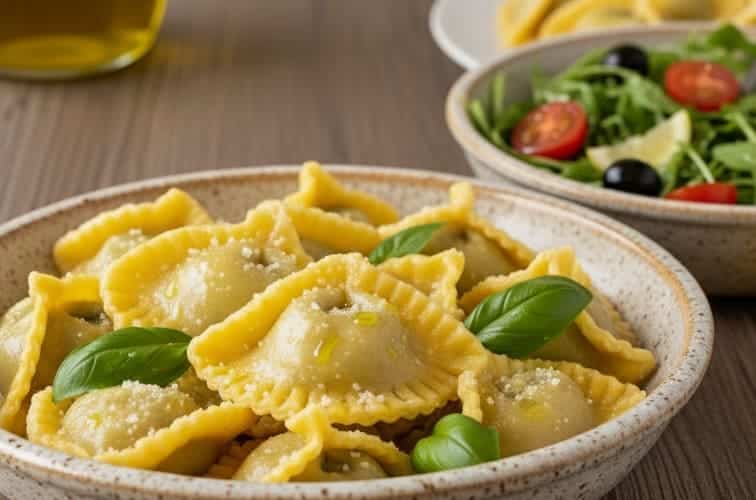Sardische Spezialitäten mit Salat serviert