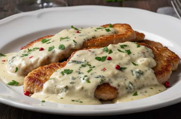 Scaloppine Gorgonzola zartes Kalbsfleisch mit Gorgonzola