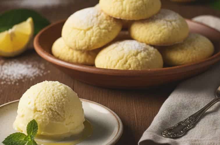 Sizilianische Zitronenkekse mit Zitronensorbet
