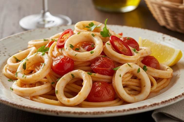 Spaghetti alla Calamarata ein Gericht aus Kampanien