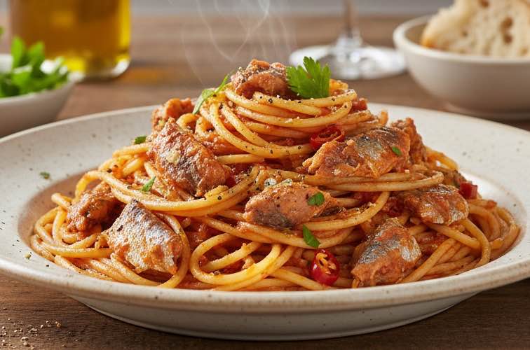 Spaghetti alla Lampara Gericht aus der Küstenregion