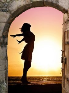 Woman and sunset